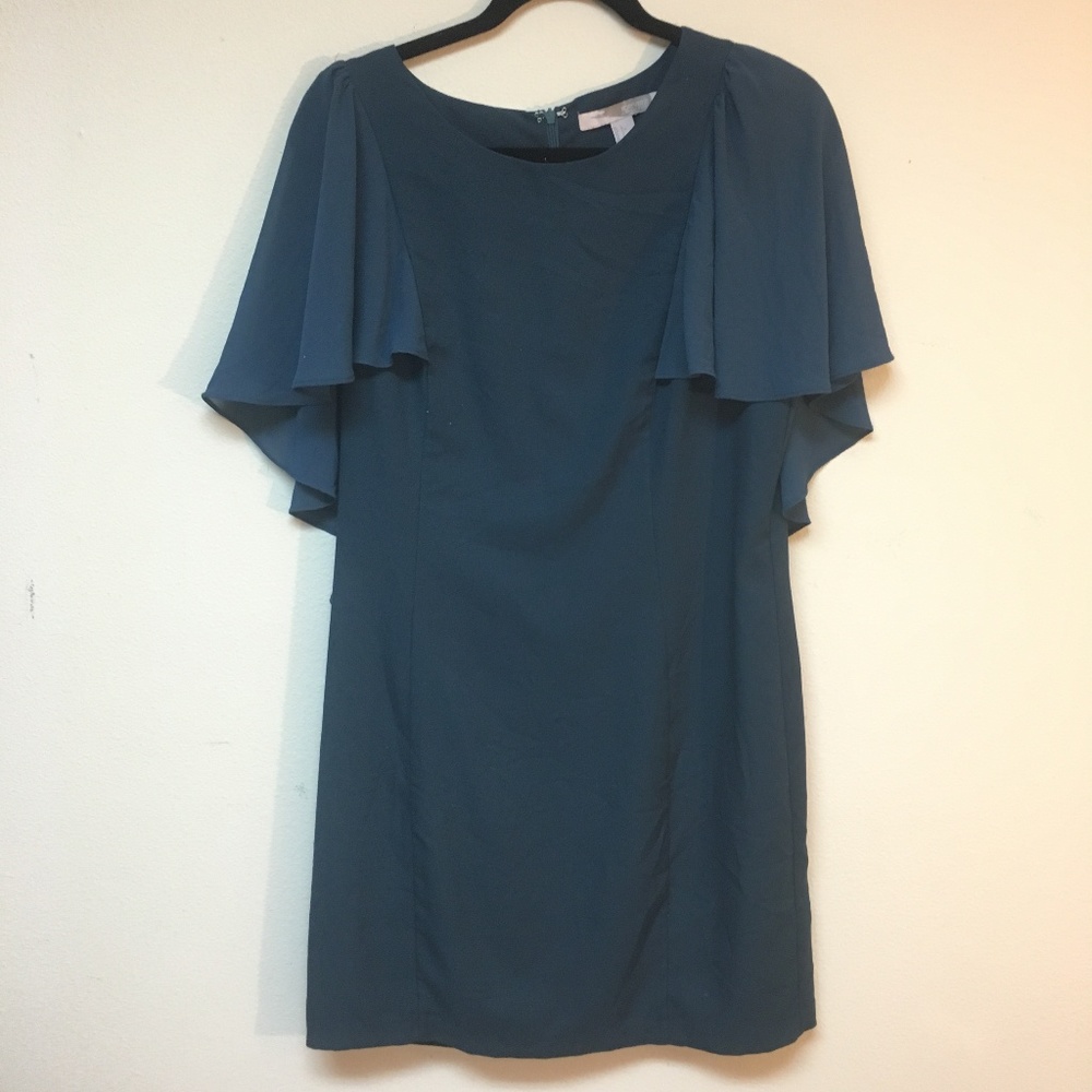 Beautiful flowy cape sleeve dress indigo blue